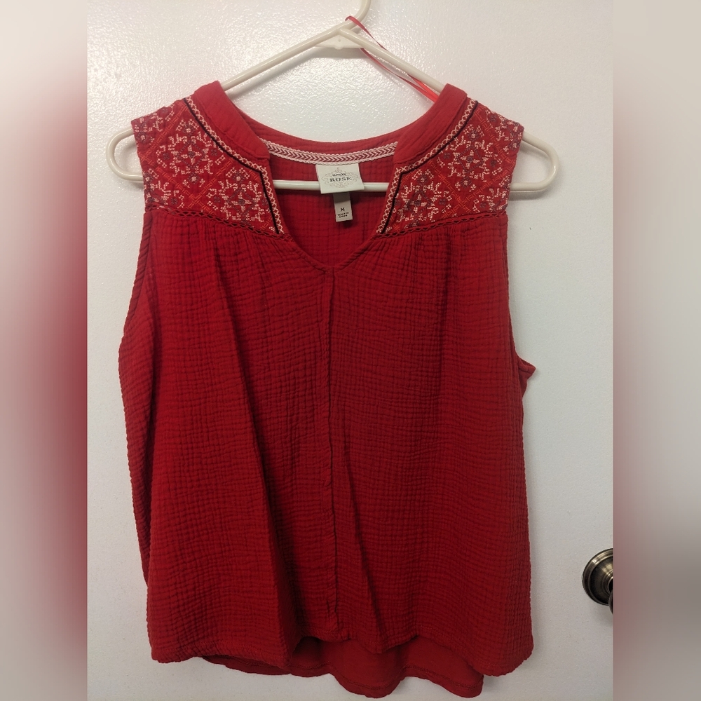 Knox Rose Red Embroidered Sleeveless Blouse